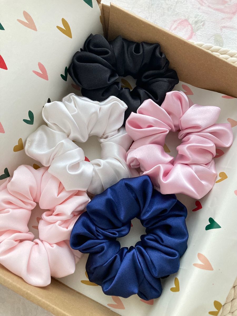 Satin Silk Scrunchies - Buy 5 Get 1 Free (Set of 6)